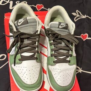 Nike Men's Olive and White Dunks